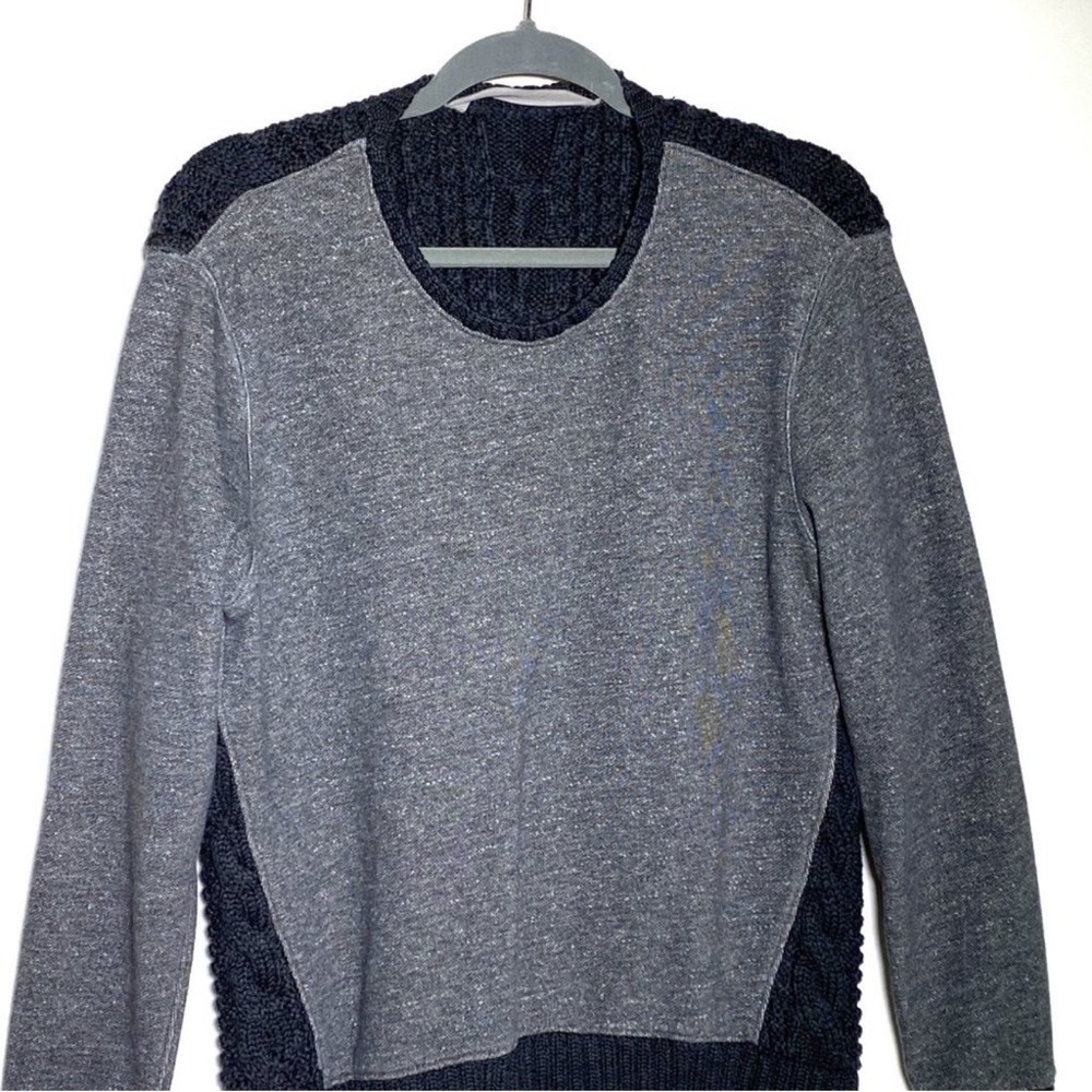 Athleta Madera Chunky Cable Knit Merino Wool Pullover Sweatshirt Gray Women's M - Picture 2 of 11